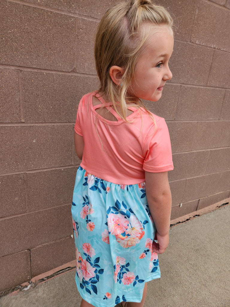 Kids Peach Crossback Summer Dress