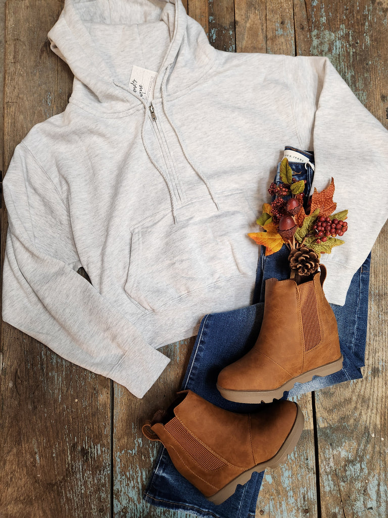 Ice Grey Half Zip Up Hoodie