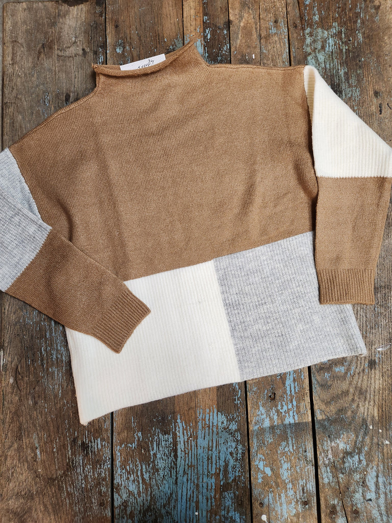 Color Block Knitted Pull Over Sweater