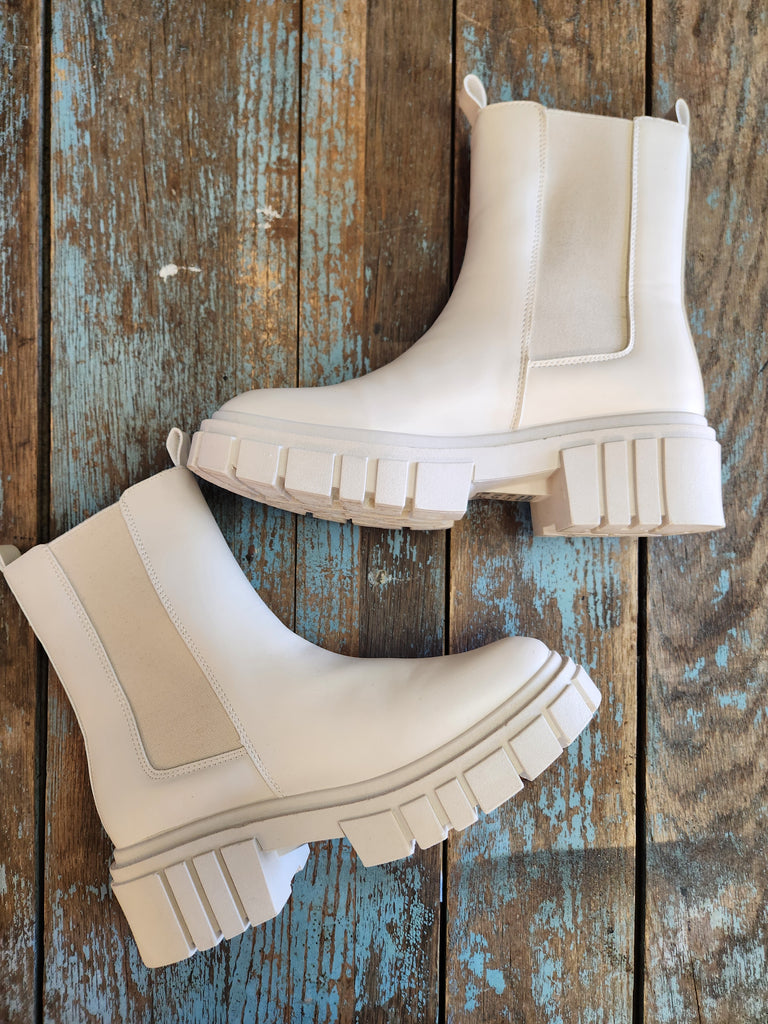 Cream Chelsea Platform Boot