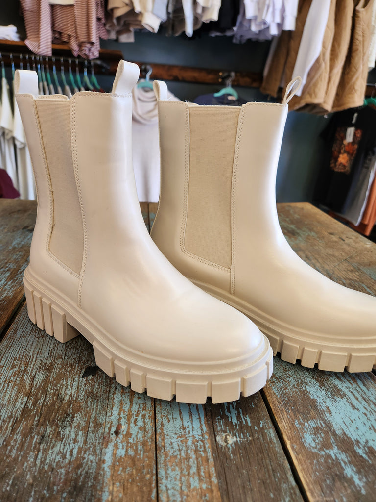 Cream Chelsea Platform Boot