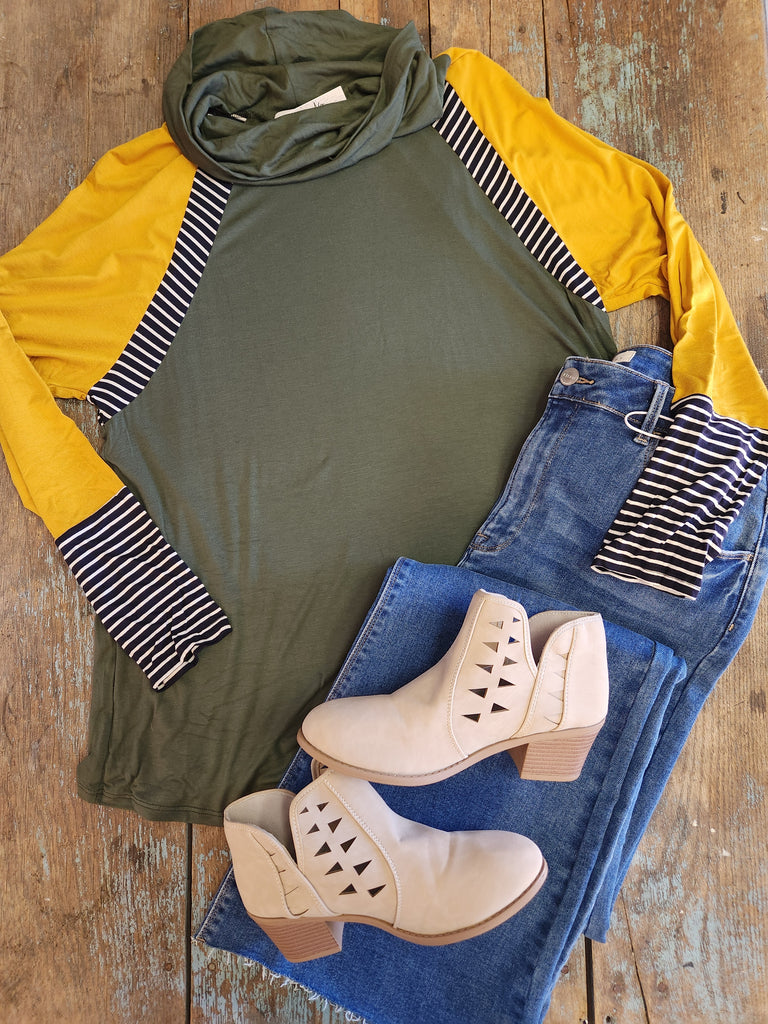 Curvy Olive Raglan Long Sleeve Top