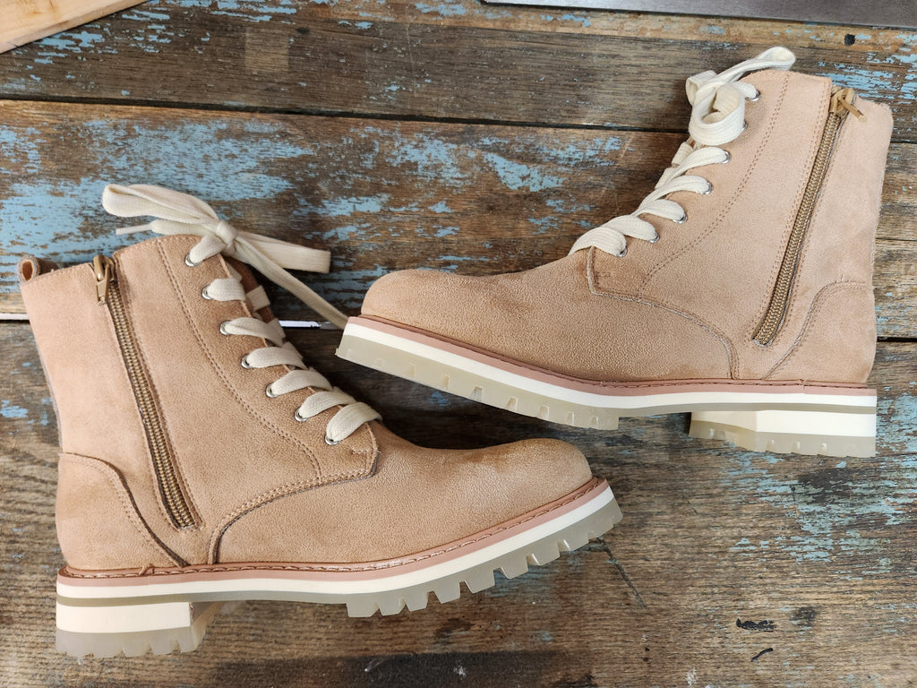 The Tatum Lace Up Combat Boot (Nude)