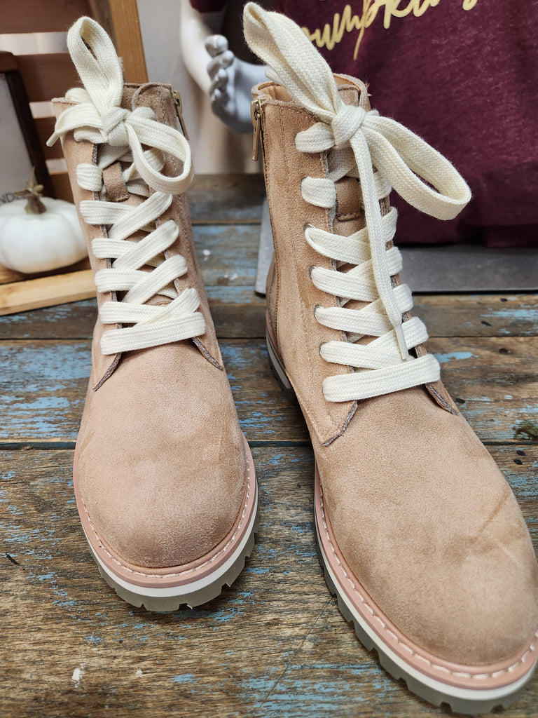 The Tatum Lace Up Combat Boot (Nude)