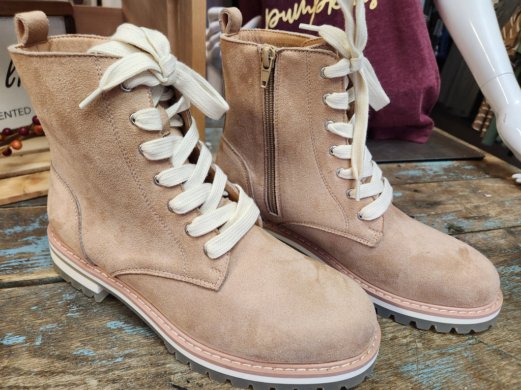 The Tatum Lace Up Combat Boot (Nude)