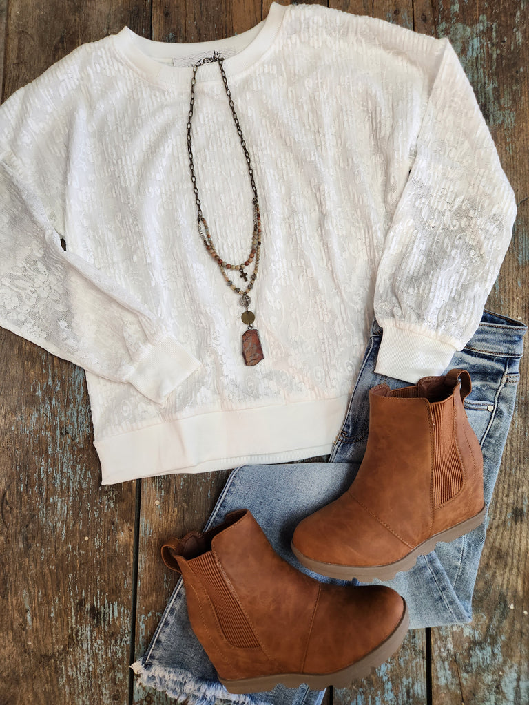 Ivory Lace Sweatshirt