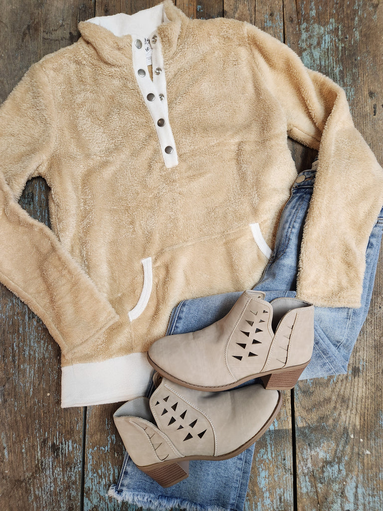 Taupe Sherpa Pullover