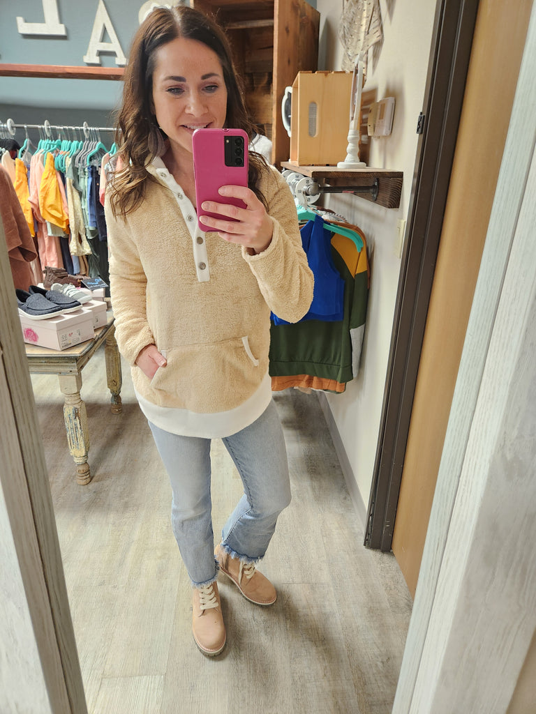 Taupe Sherpa Pullover