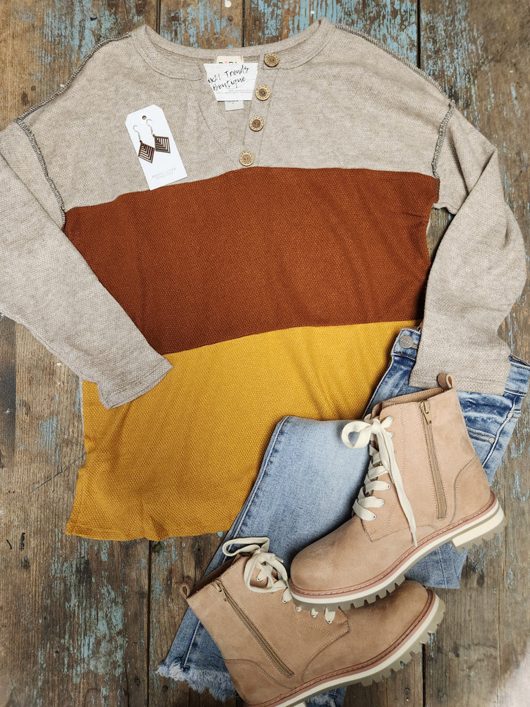 Color Block Button Front Top