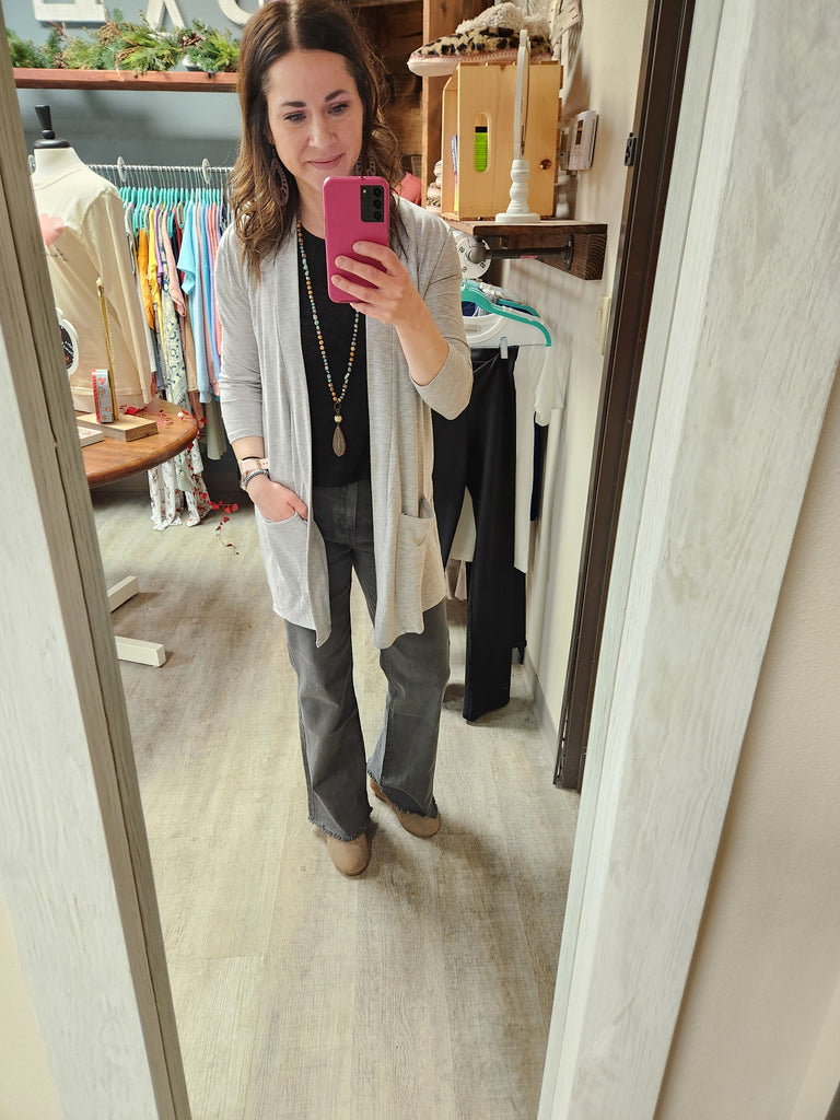 Slouchy Pocket Open Cardigan (2 colors)