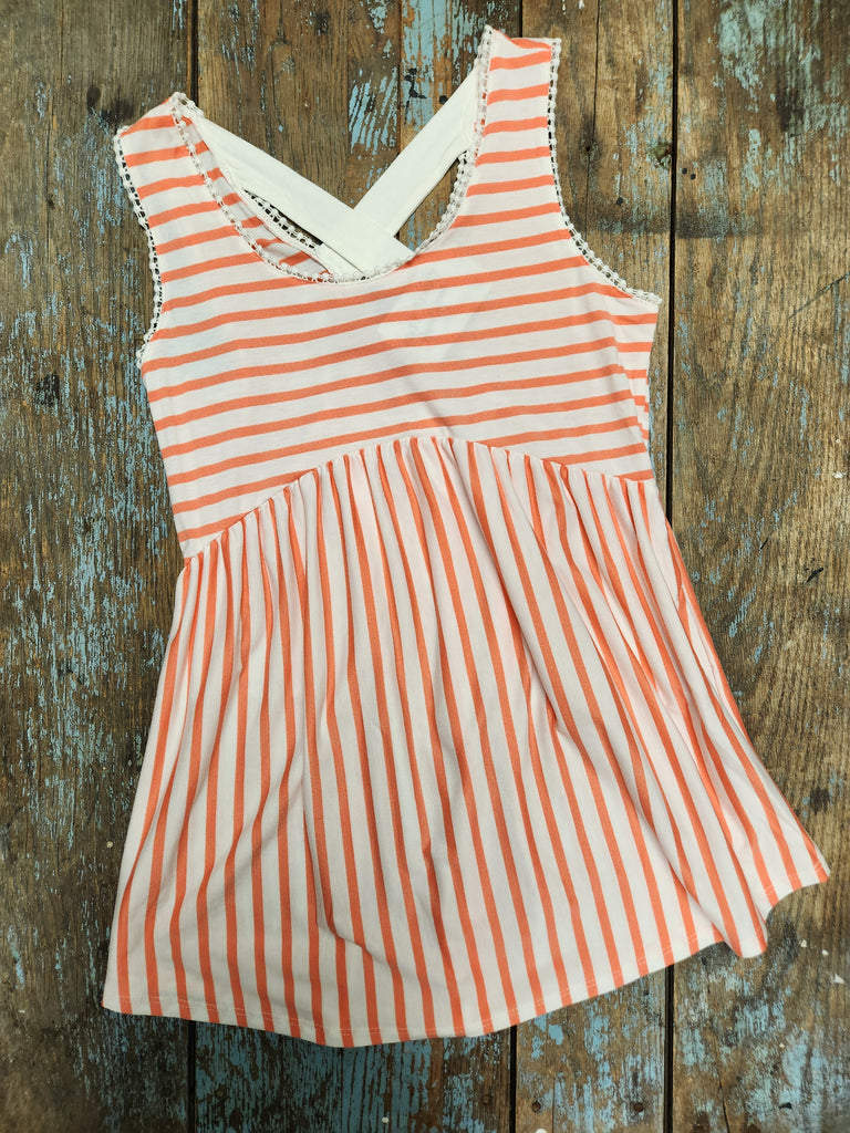 Coral Striped Peplum Tank