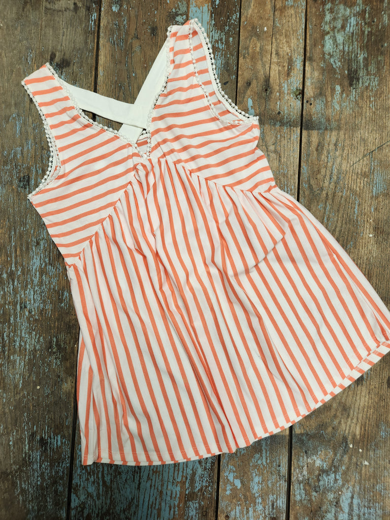 Coral Striped Peplum Tank