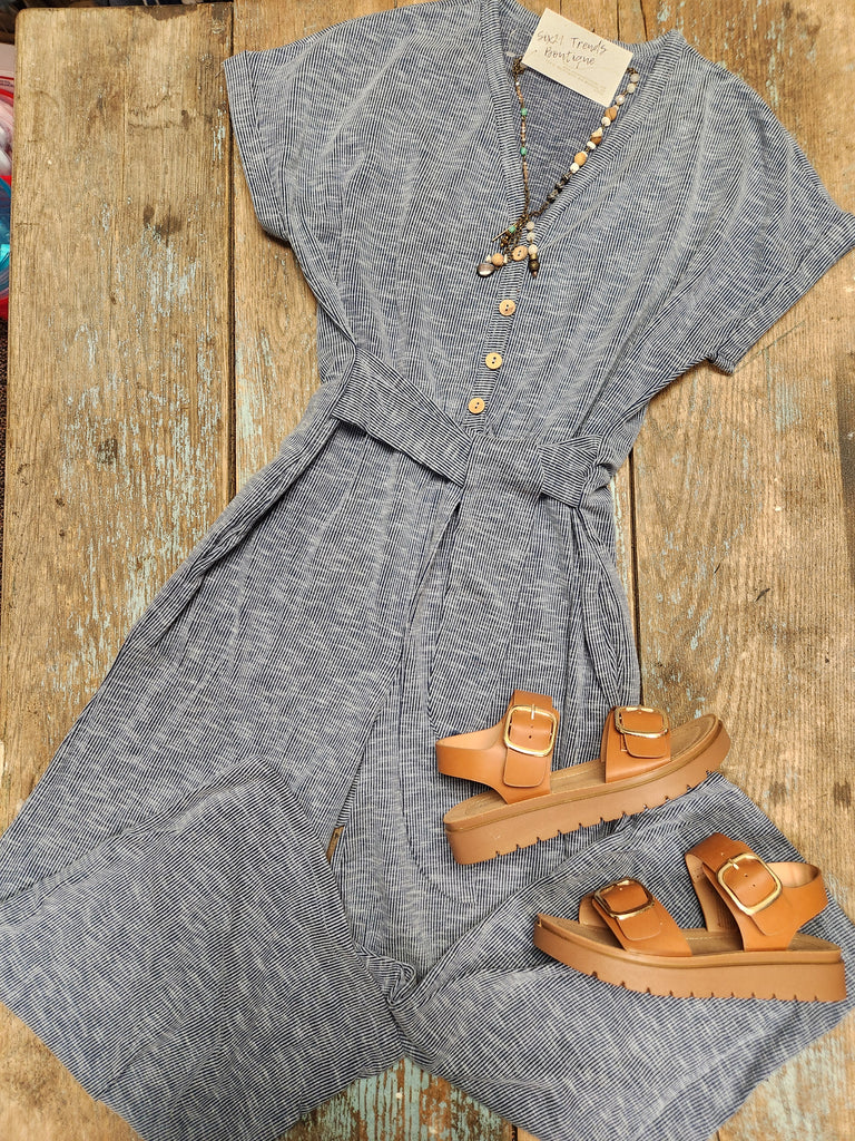 Denim Blue Button Down Romper