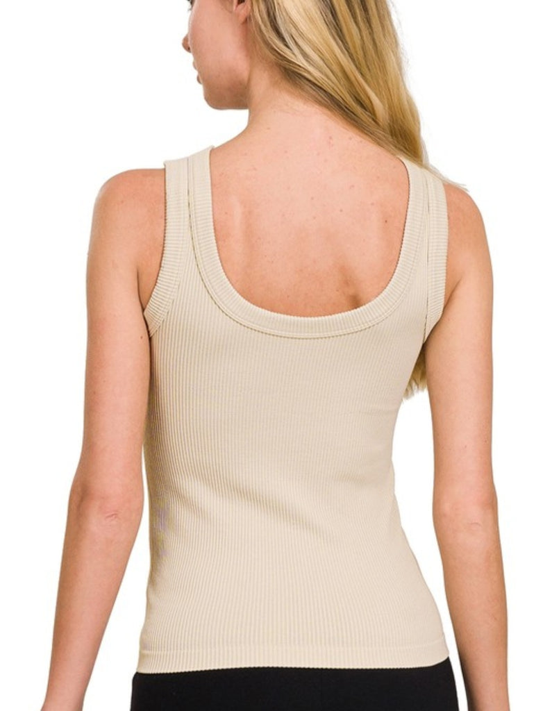 2 Way Neckline Ribbed Tank (4 colors)