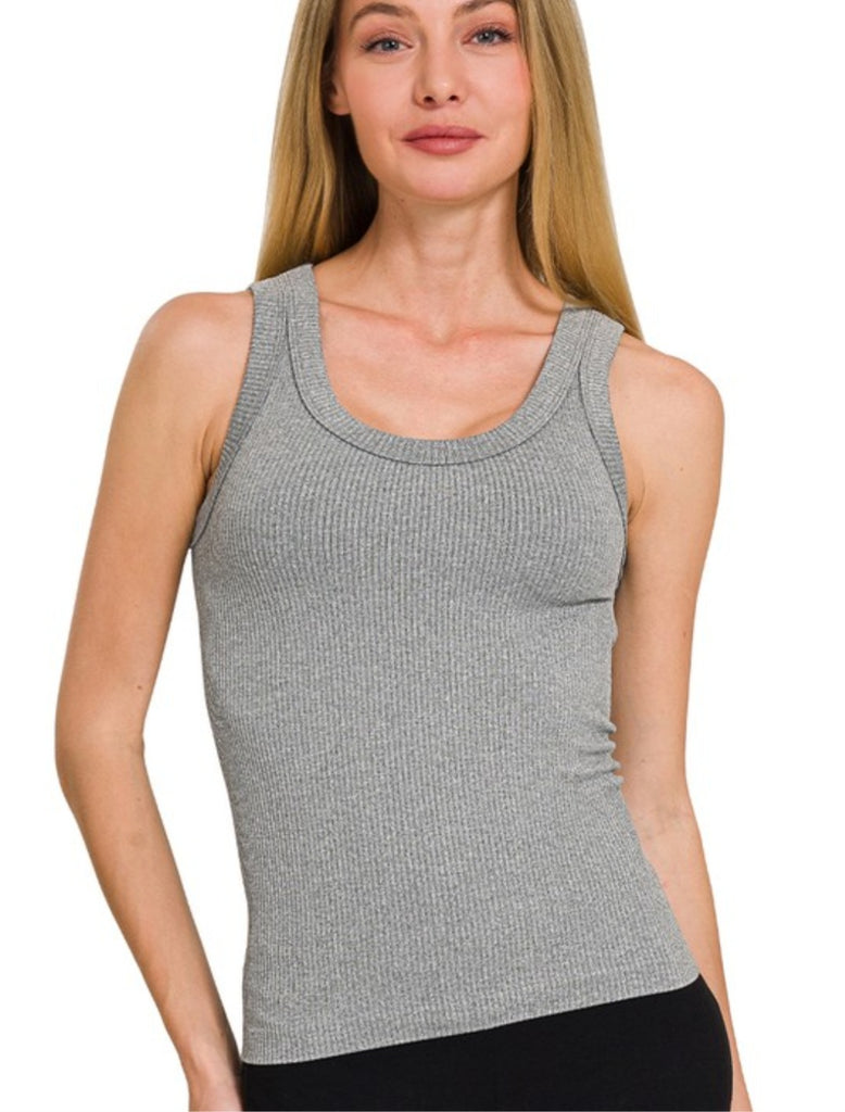 2 Way Neckline Ribbed Tank (4 colors)