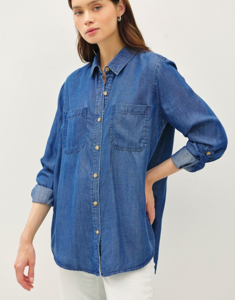 Oversized Tencel Button Up (2 colors)