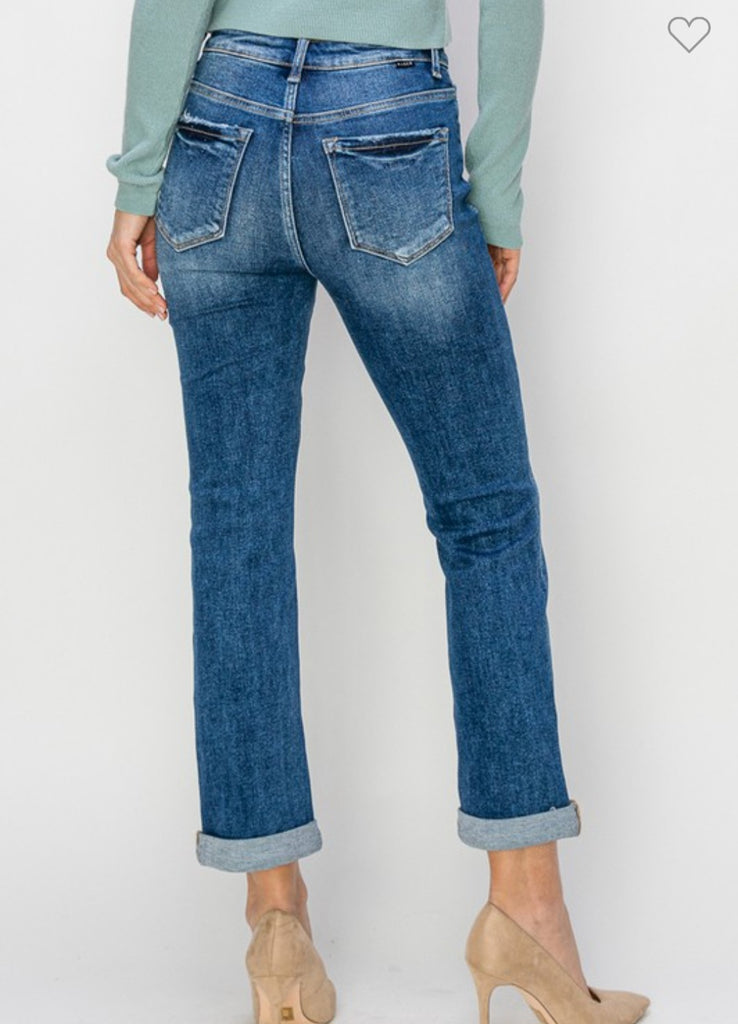 Risen High Rise Straight Jeans