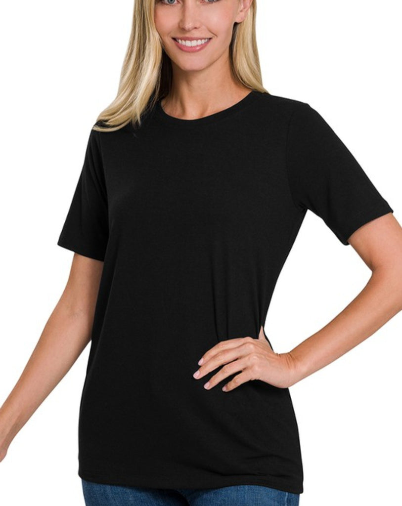 Short Sleeve Round Neck Tee (Black)