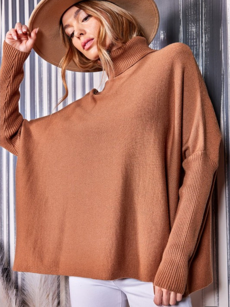 Mocha Wide Loose Fit Knitted Sweater