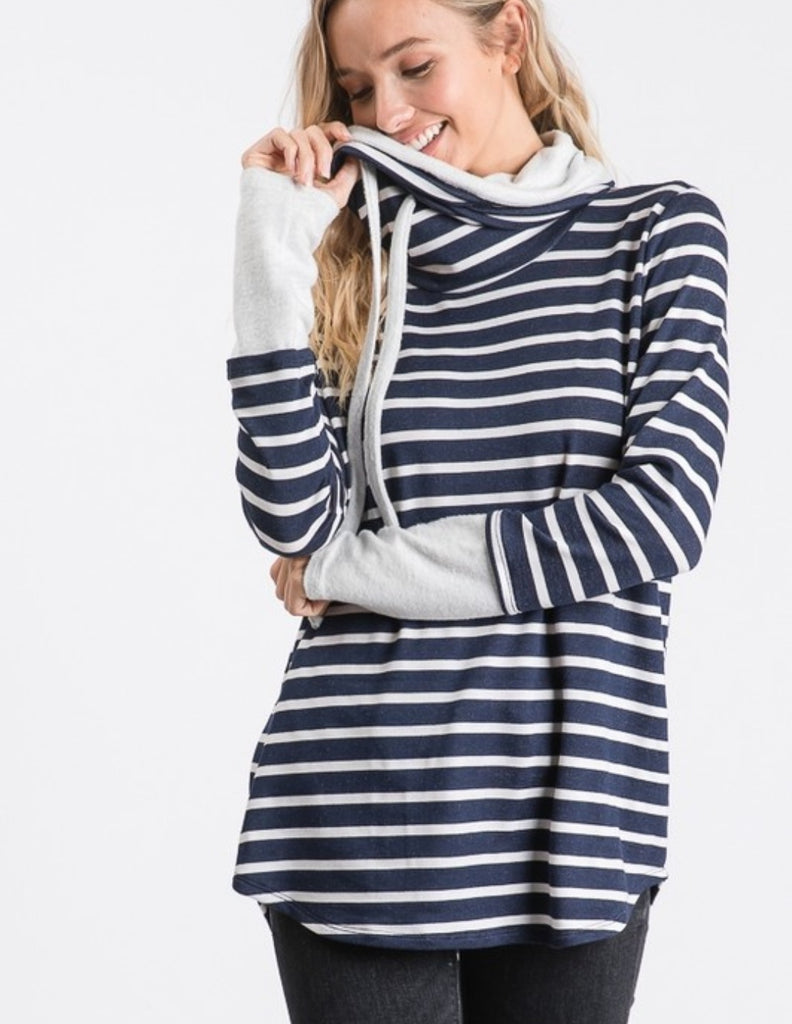 Navy Stripe Long Sleeve Top