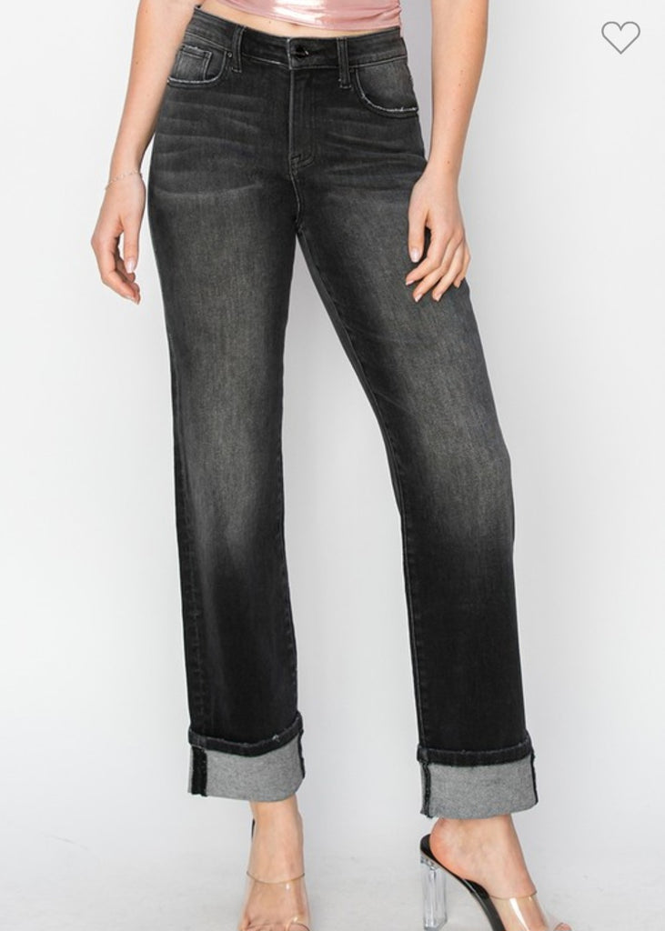 Risen High Rise Boyfriend Turn Up Cuff Jeans