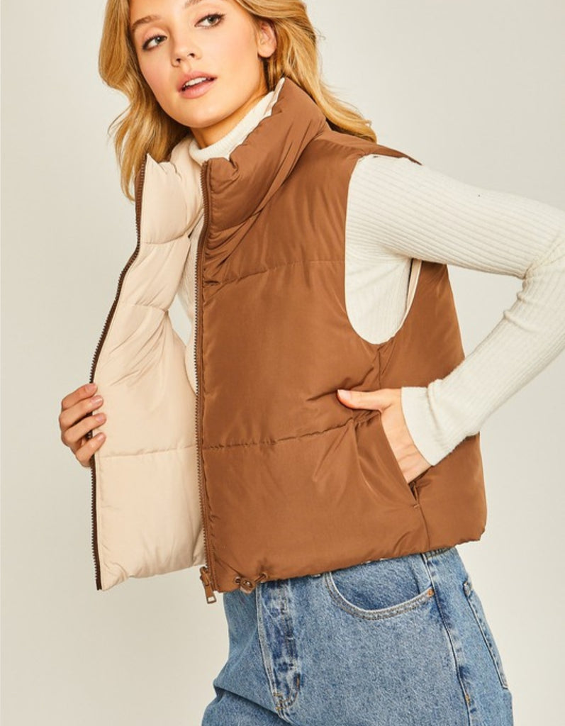 Woven solid reversible vest (2 colors)