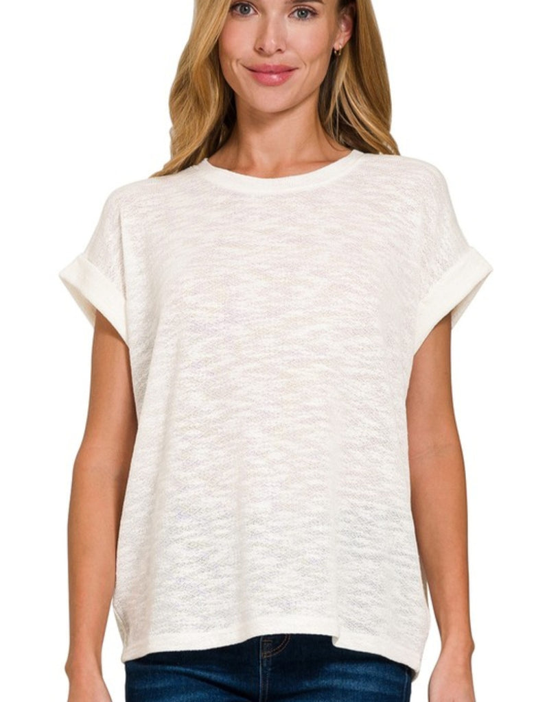 Hacci Slub Rolled Up Sleeve Tee (4 colors)