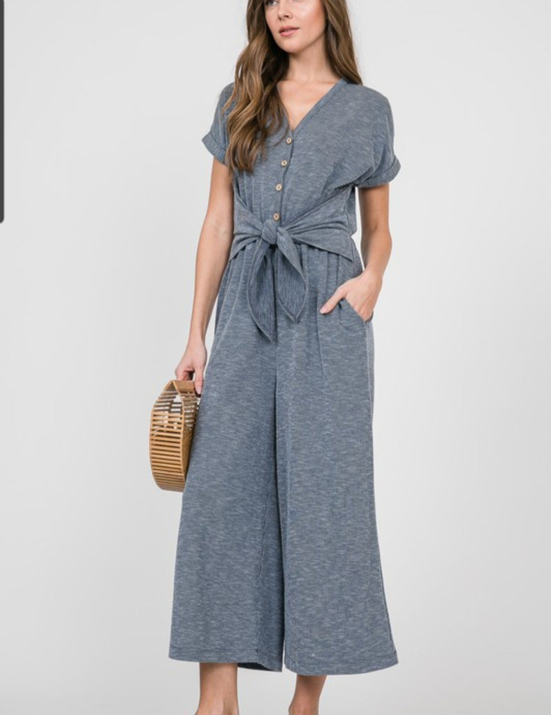 Denim Blue Button Down Romper