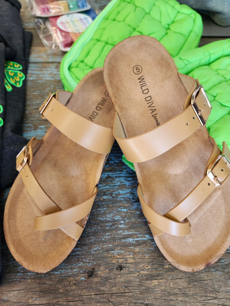 Tan Cork Slip-on sandal