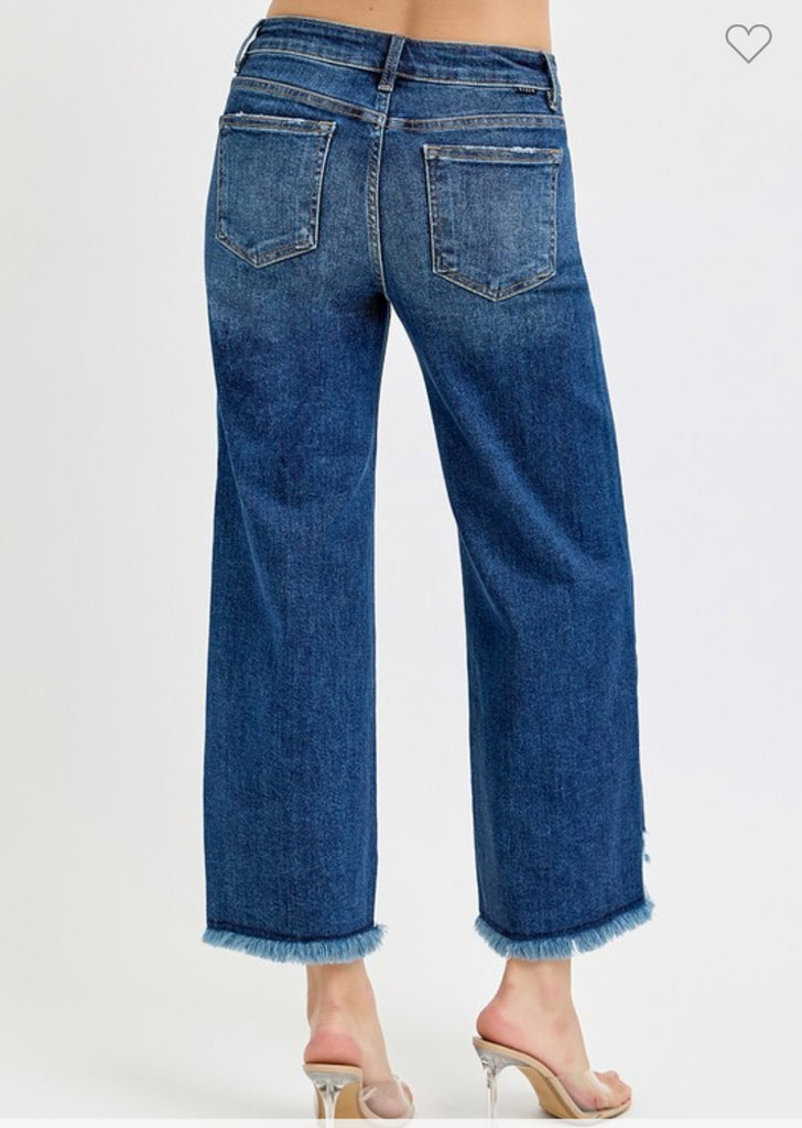 Risen Mid Rise Crop Wide Leg Jeans