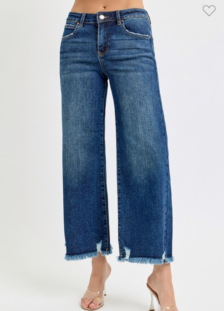 Risen Mid Rise Crop Wide Leg Jeans