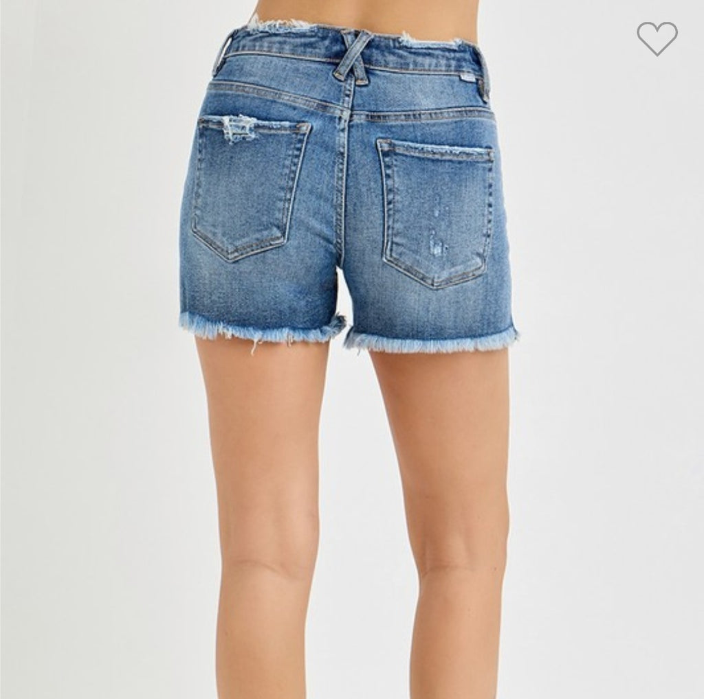 Risen Mid-Rise Distressed Shorts