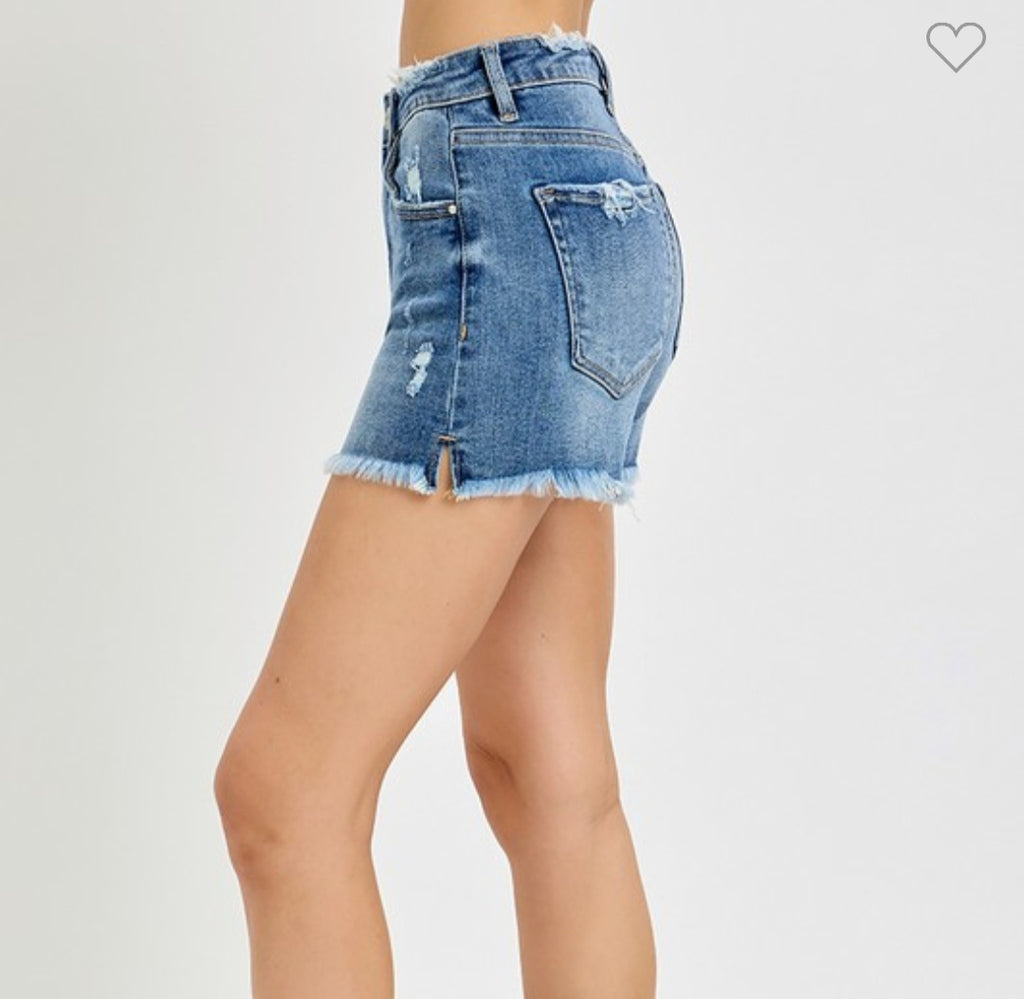 Risen Mid-Rise Distressed Shorts