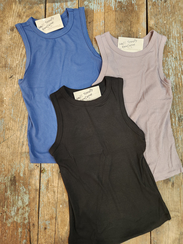 Sleeveless Crew Neck Knit Tank